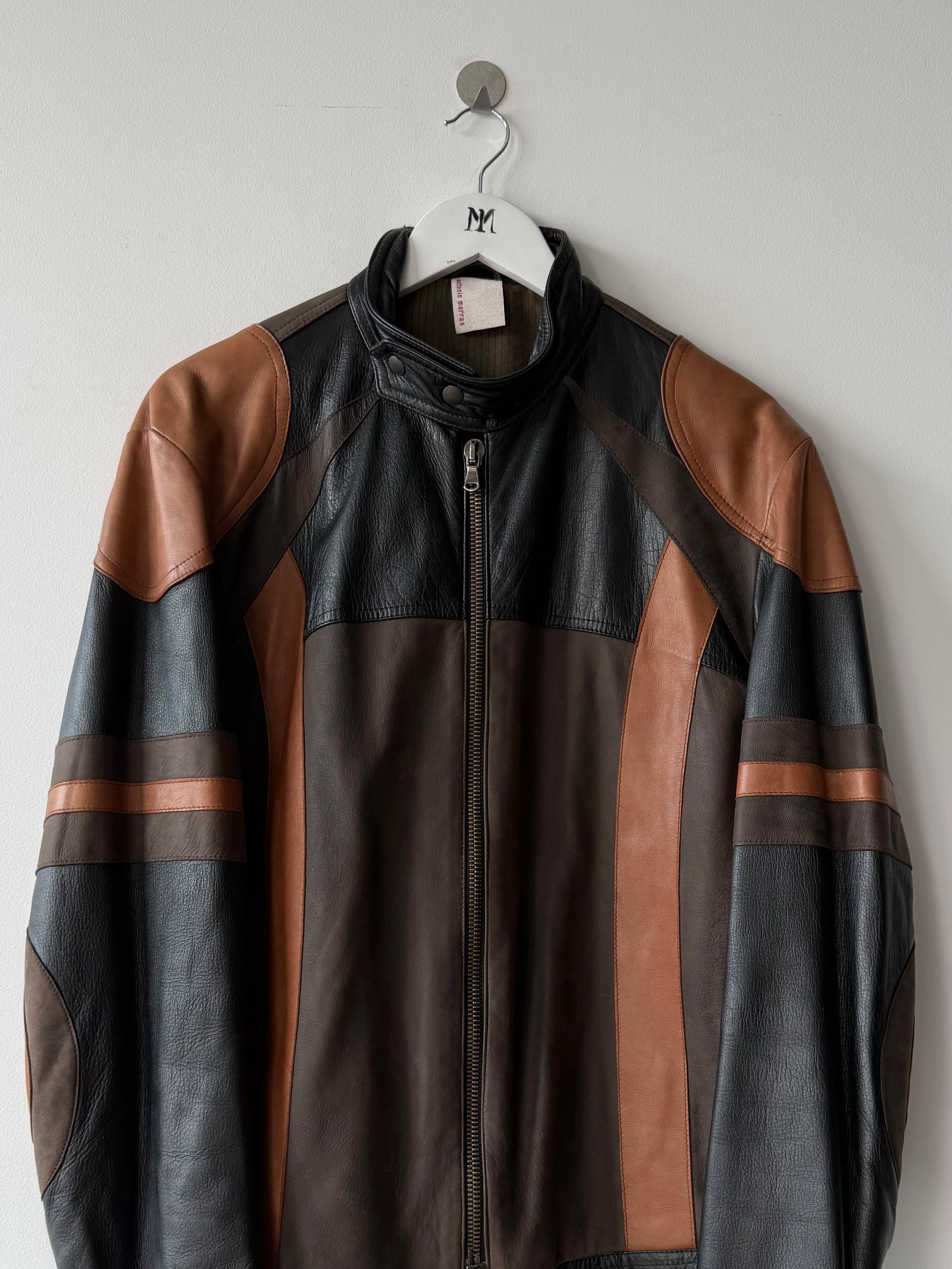 ANTONIO MARRAS - early 2000s PANELED LEATHER BIKER JACKET
