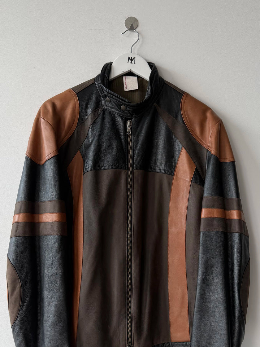 ANTONIO MARRAS - early 2000s PANELED LEATHER BIKER JACKET