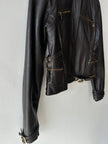 VERSACE - 2000s CROP FIT LEATHER JACKET WITH BONDAGE DETAILS