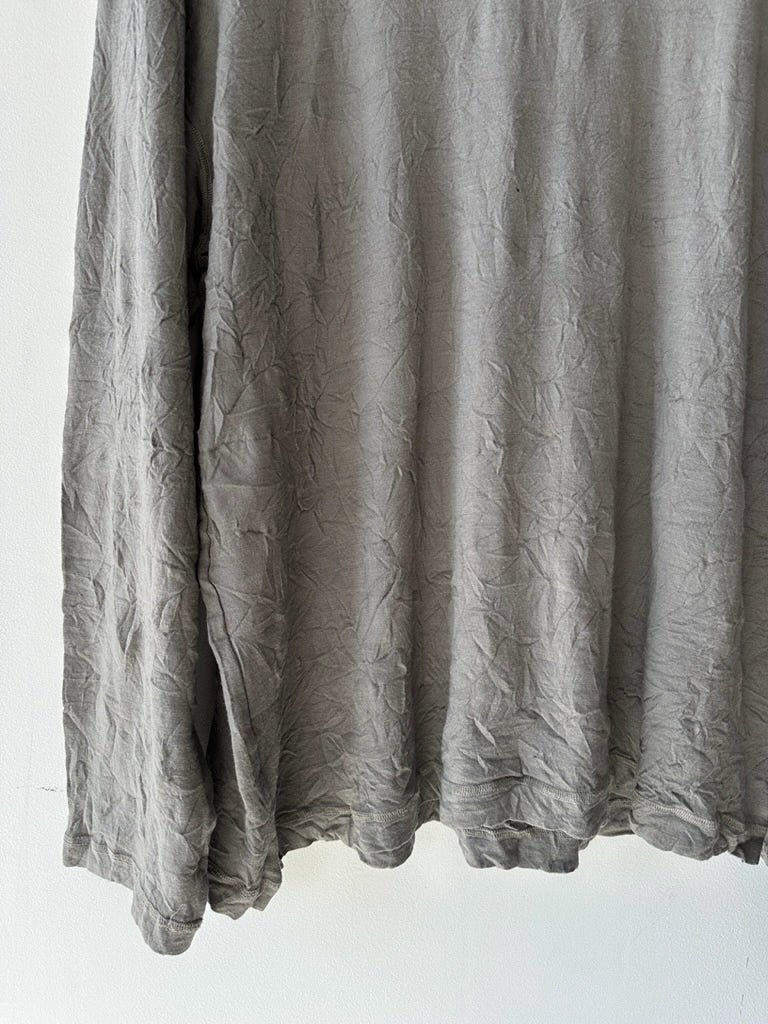 ISSEY MIYAKE - 1990s LOOSE FIT CREW NECK CRINKLED LONG SLEEVE TOP
