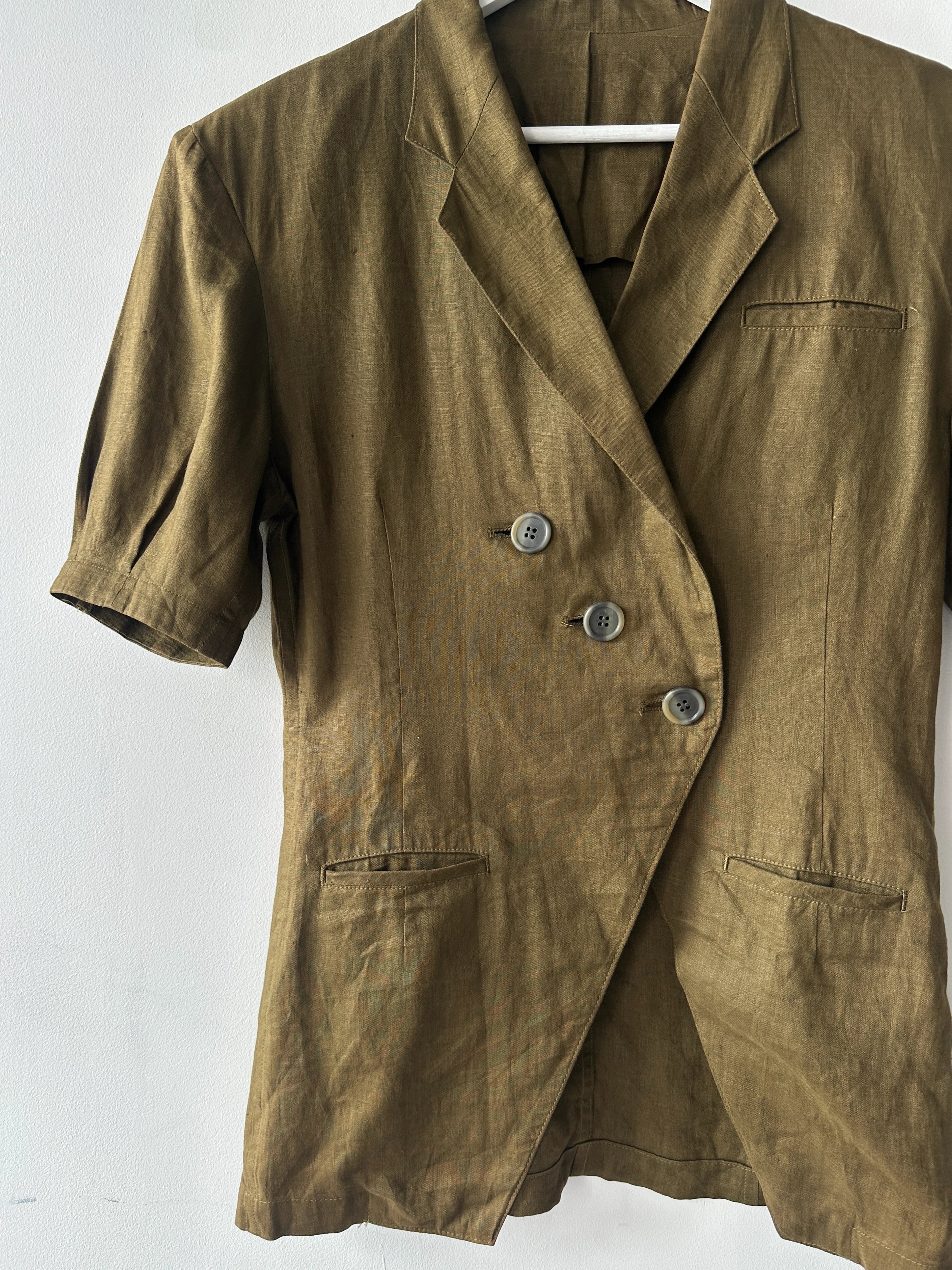 YOHJI YAMAMOTO Y'S - 1980s LINEN BLAZER WITH PUFFED SLEEVES