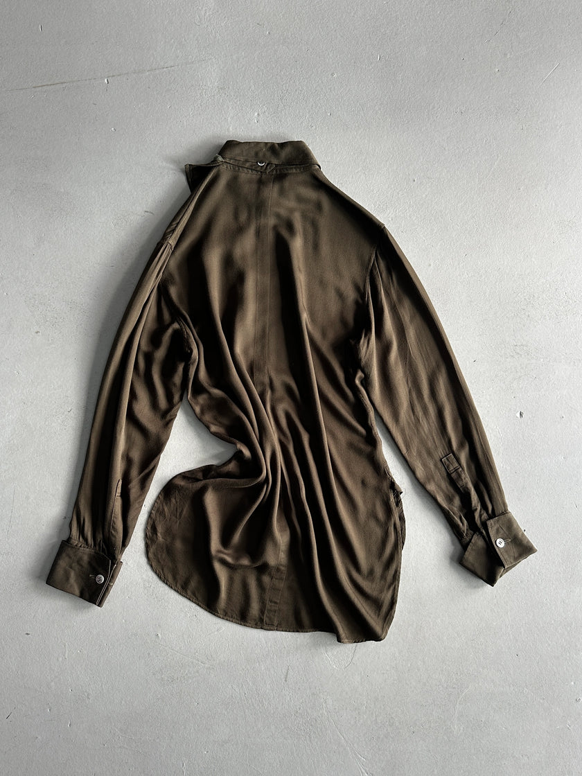 YOHJI YAMAMOTO Y'S - S/S 2001 ASYMMETRICAL SHIRT WITH DETACHABLE DETAIL AT COLLAR