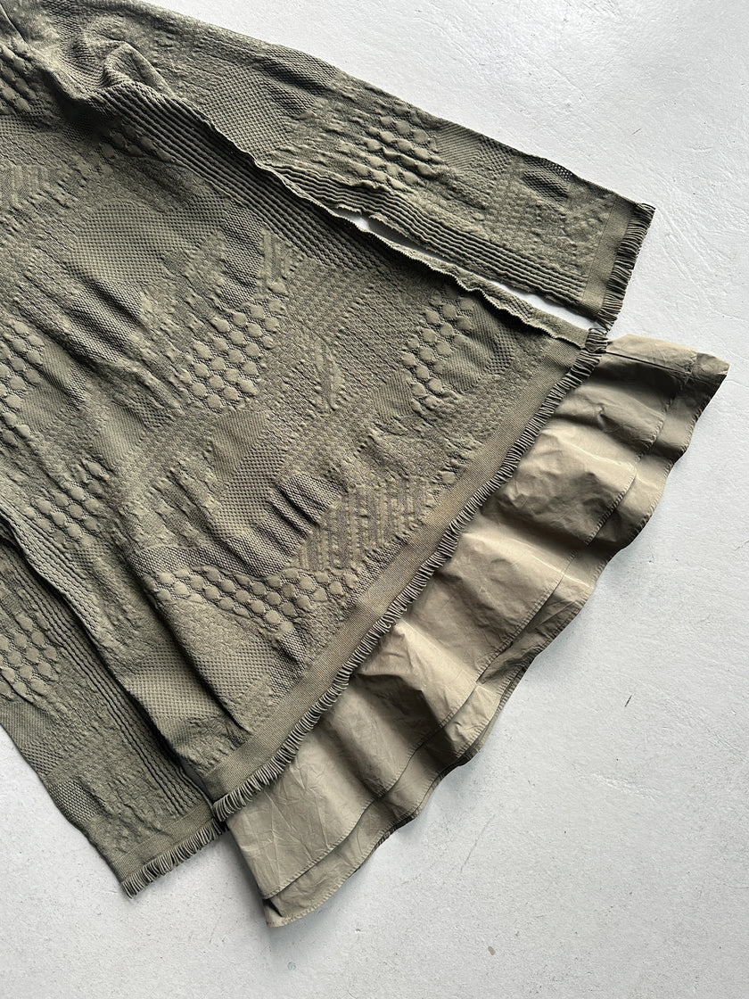 HIROKO KOSHINO - 2000s CONTRASTING NYLON COLLAR AND HEM SEMI TRANSPARENT JACKET