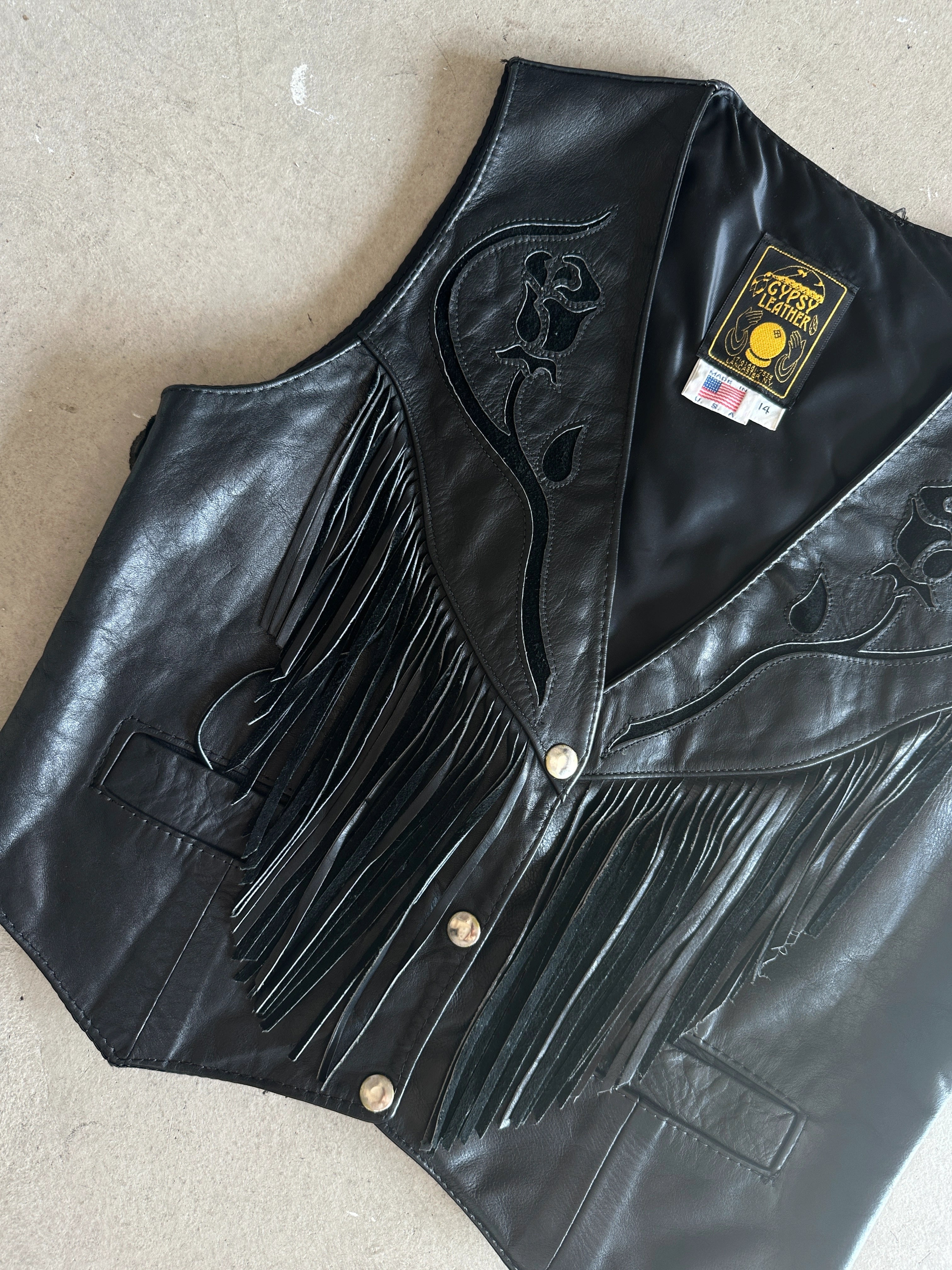 1980s LEATHER WESTERN VEST GILET