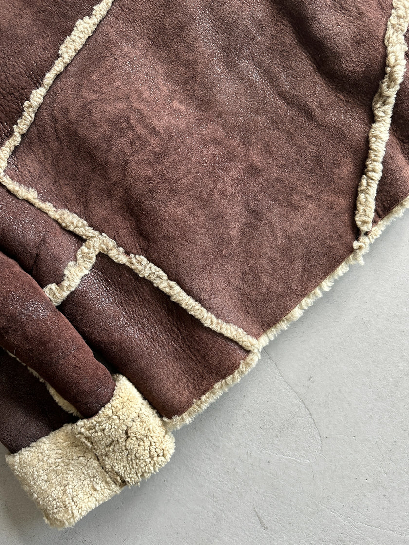 ZINO & JUDY - 1990s PANELED SHEARLING BOMBER JACKET