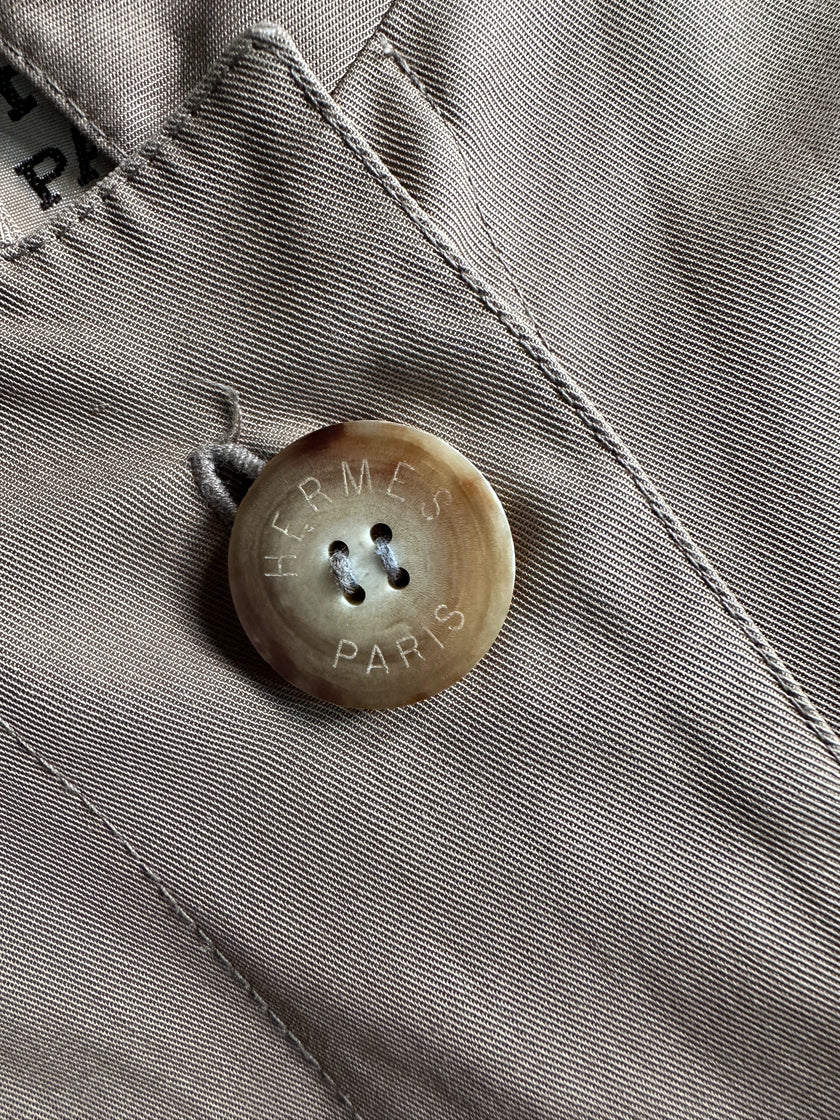 HERMÈS - 1970s MANDARIN COLLAR TRENCH COAT