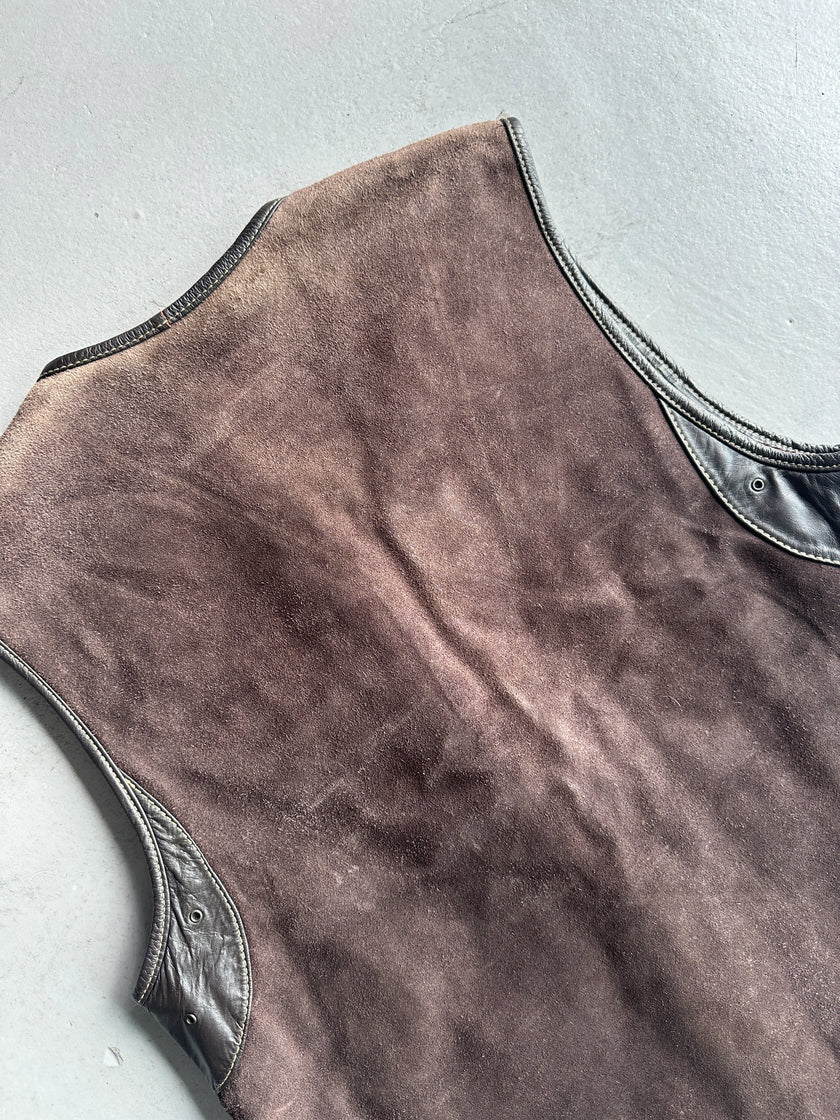 DIESEL - 1990s SUEDE ZIPPED VEST GILET JACKET
