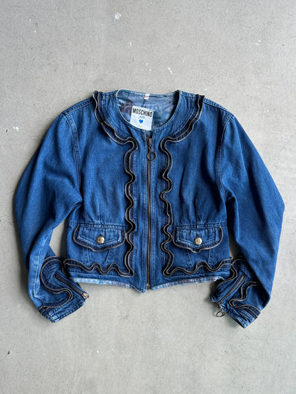 MOSCHINO - 1980s DENIM JACKET WITH RUFFLED ZIPPERS