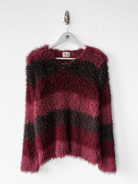 JAPANESE LABEL 1990s SHAGGY JUMPER WITH PADDED SHOULDERS