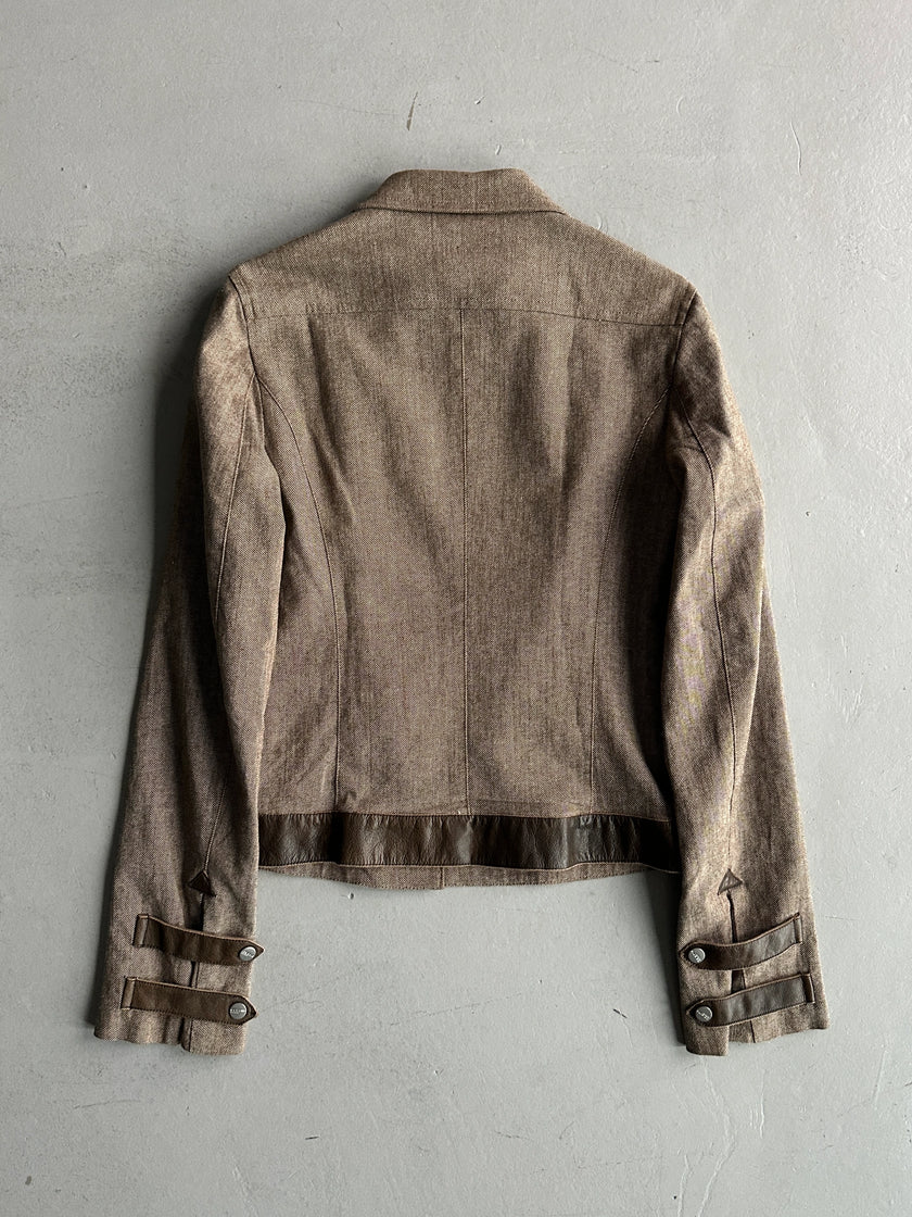 ICEBERG - 2000s JACKET WITH CONTRASTING LEATHER DETAILS