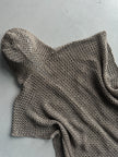 1990s OPEN KNIT HOODED CARDIGAN WITH LINEN DETAILS