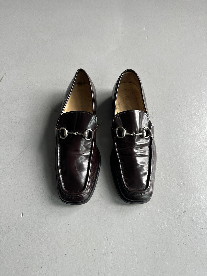 GUCCI - 1980s SQUARE TOE HORSEBIT LOAFERS