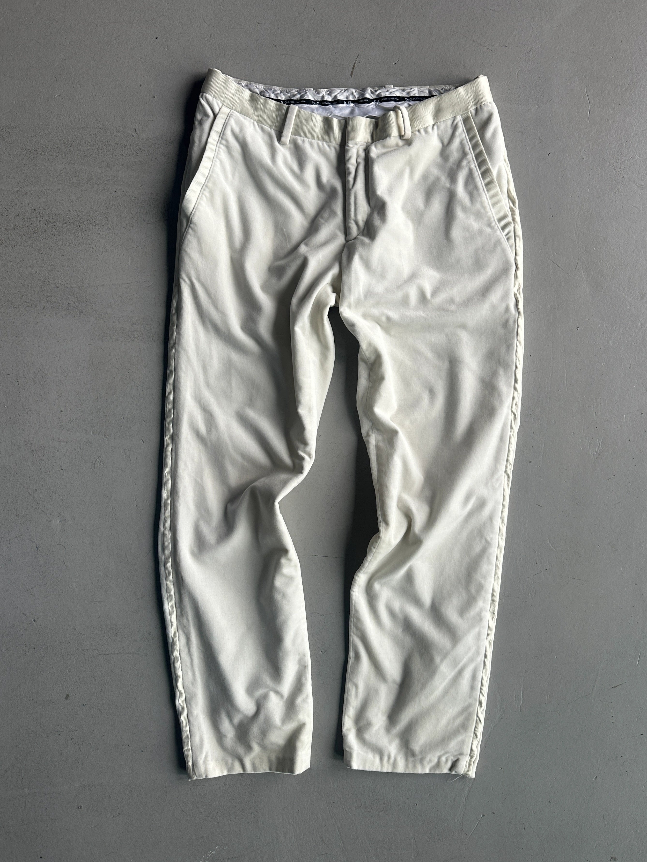 DOLCE & GABBANA - early 2000s STRAIGHT FIT TROUSERS WITH SILK BAND AT WAIST