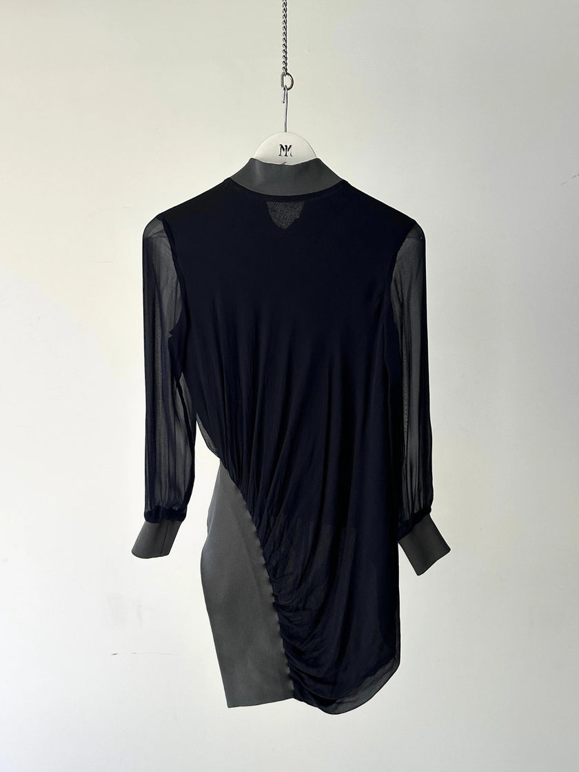 YOHJI YAMAMOTO - S/S 2001 ASYMMETRICAL SILK BLOUSE CARDIGAN
