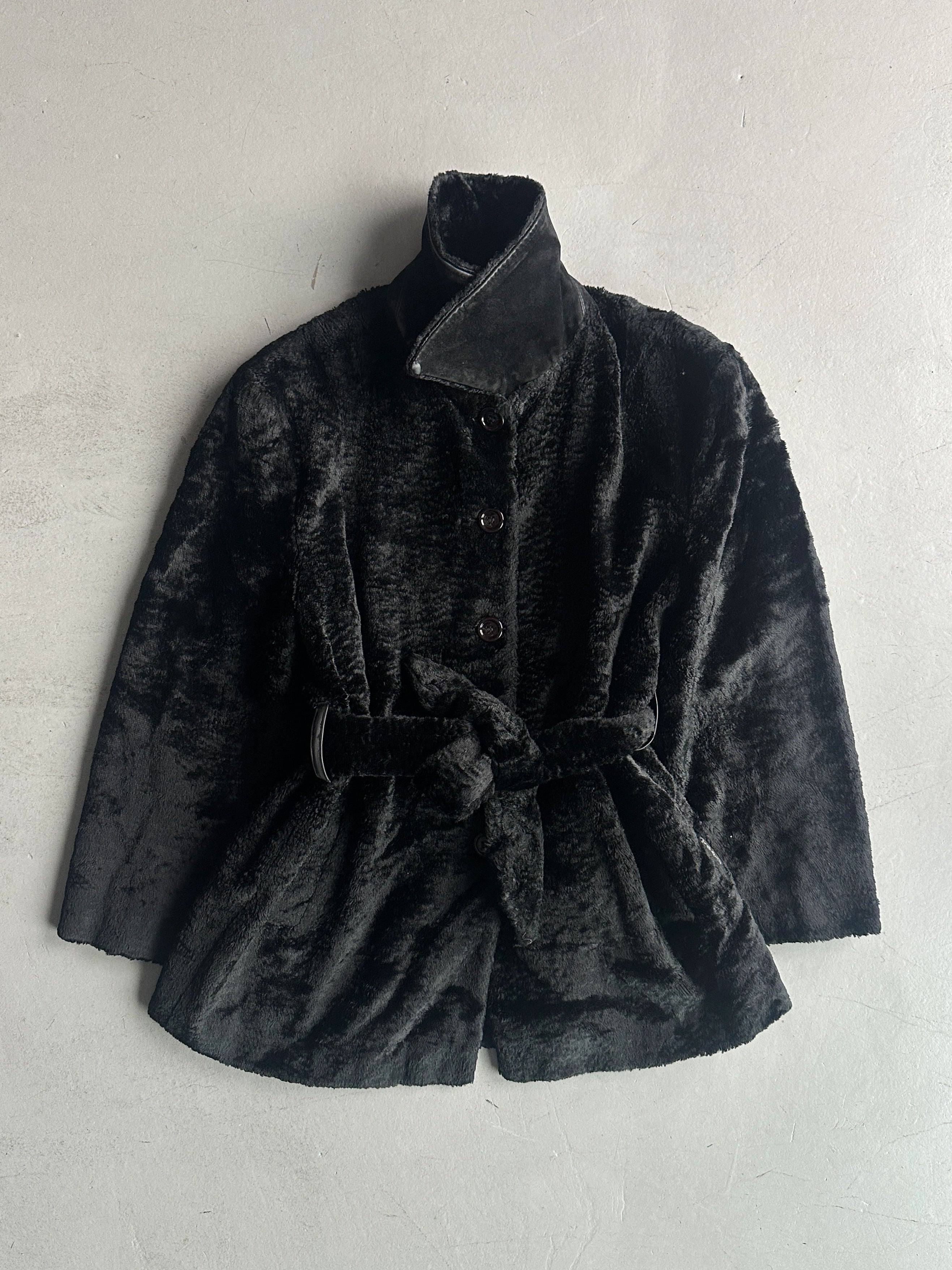 ARMANI JEANS - F/W 1996 FAUX SHEARLING JACKET WITH BELT AT WAIST