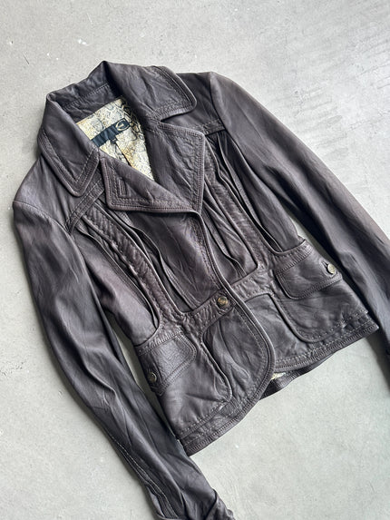 JUST CAVALLI - 2000s LEATHER BLAZER JACKET