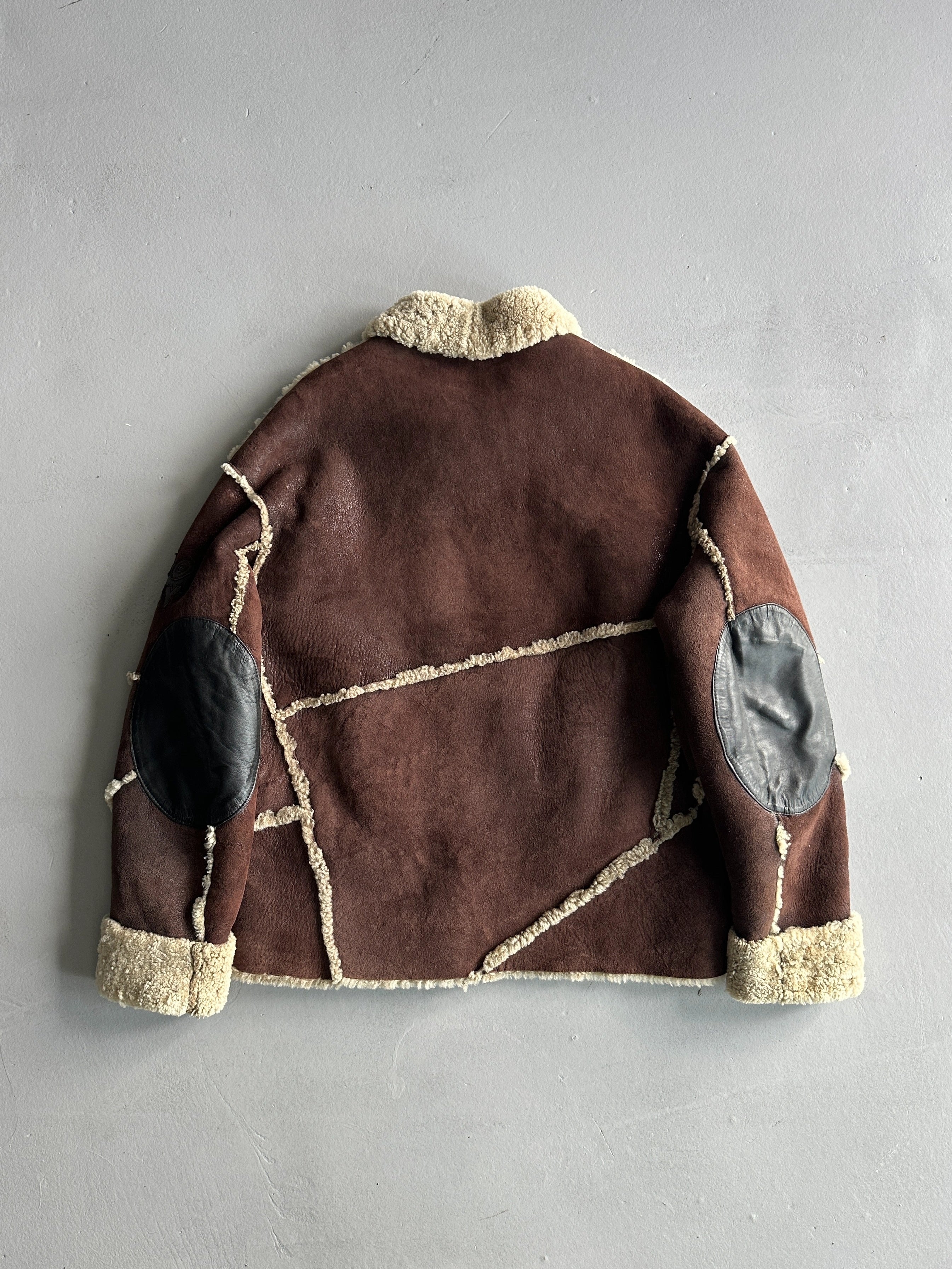 ZINO & JUDY - 1990s PANELED SHEARLING BOMBER JACKET