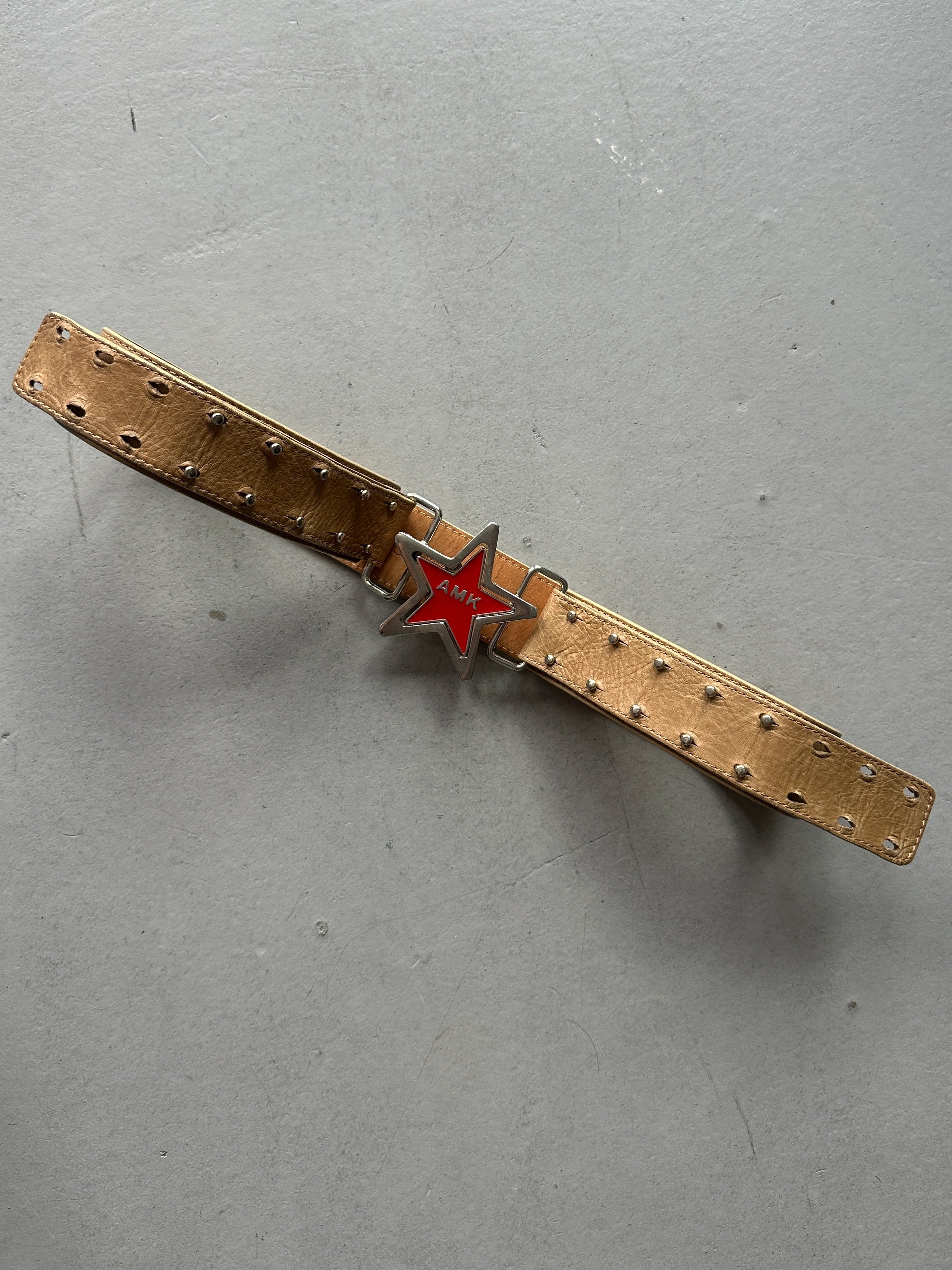 ANDREW MACKENZIE - 2000s STAR BUCKLE LOGO LEATHER BELT
