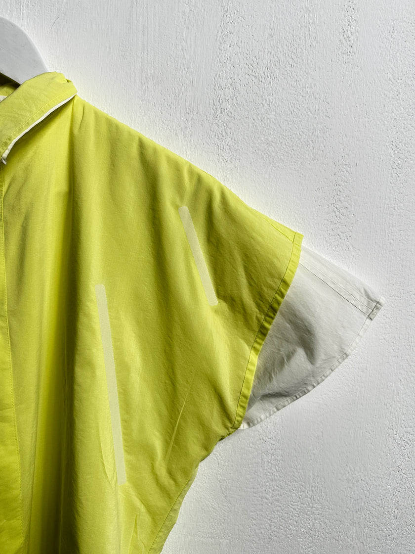 ISSEY MIYAKE - S/S 2014 LAYERED BLOUSE WITH CONTRASTING YELLOW INNERN LAYER