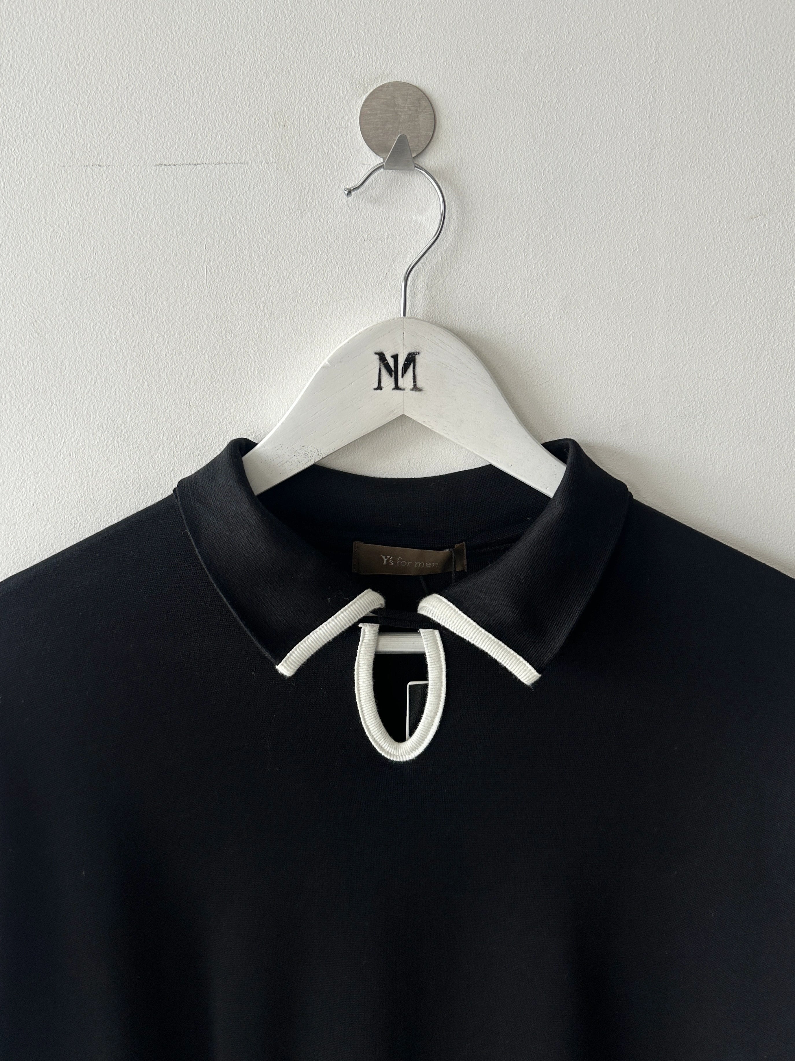YOHJI YAMAMOTO Y'S - early 1990s LONG SLEEVE TOP WITH BUTTON DETAIL AT COLLAR