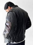 ITALIAN LABEL 1980s HEAVY LEATHER BOMBER JACKET