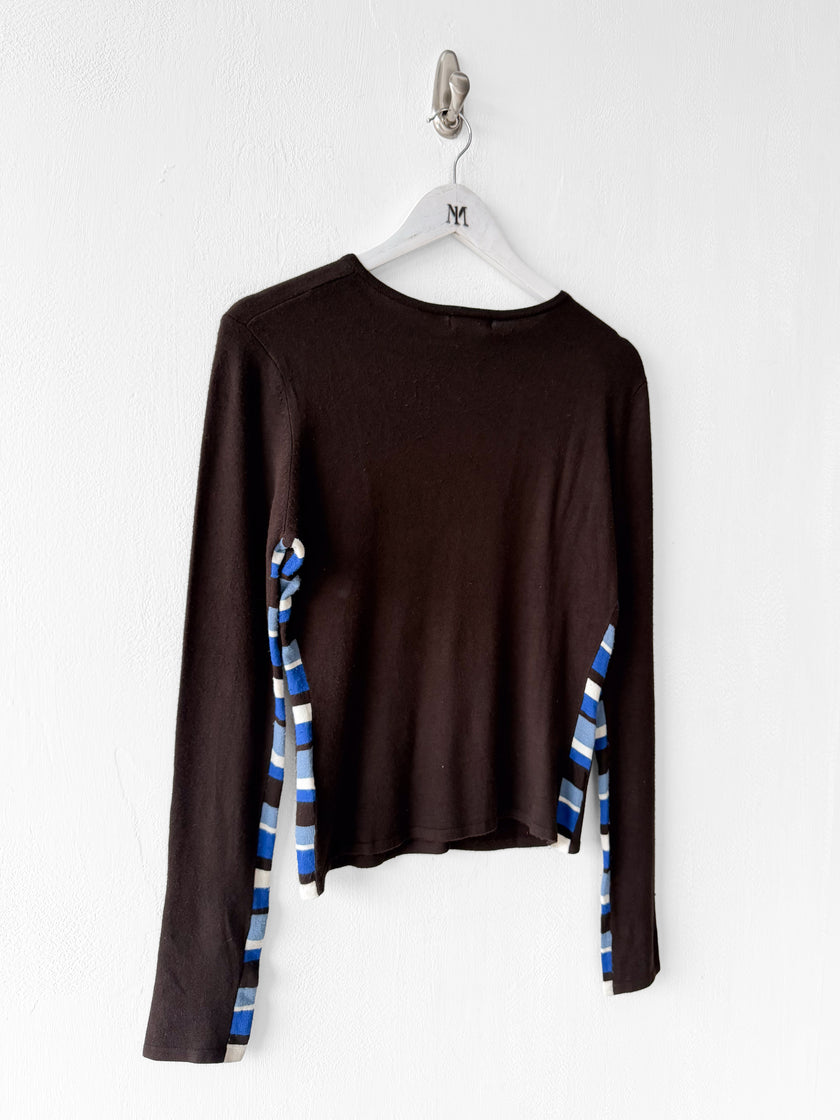 FENDI - 1990s CARDIGAN WITH CONTRASTING STRIPED DETAILS
