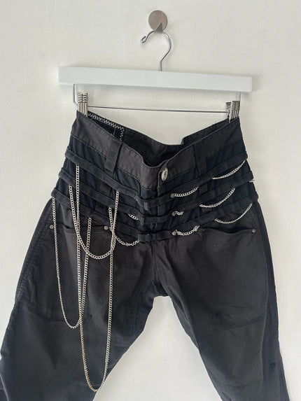 MARITHÉ + FRANÇOIS GIRBAUD - S/S 2008 PANELED CROPPED TROUSERS WITH CHAIN DETAILS