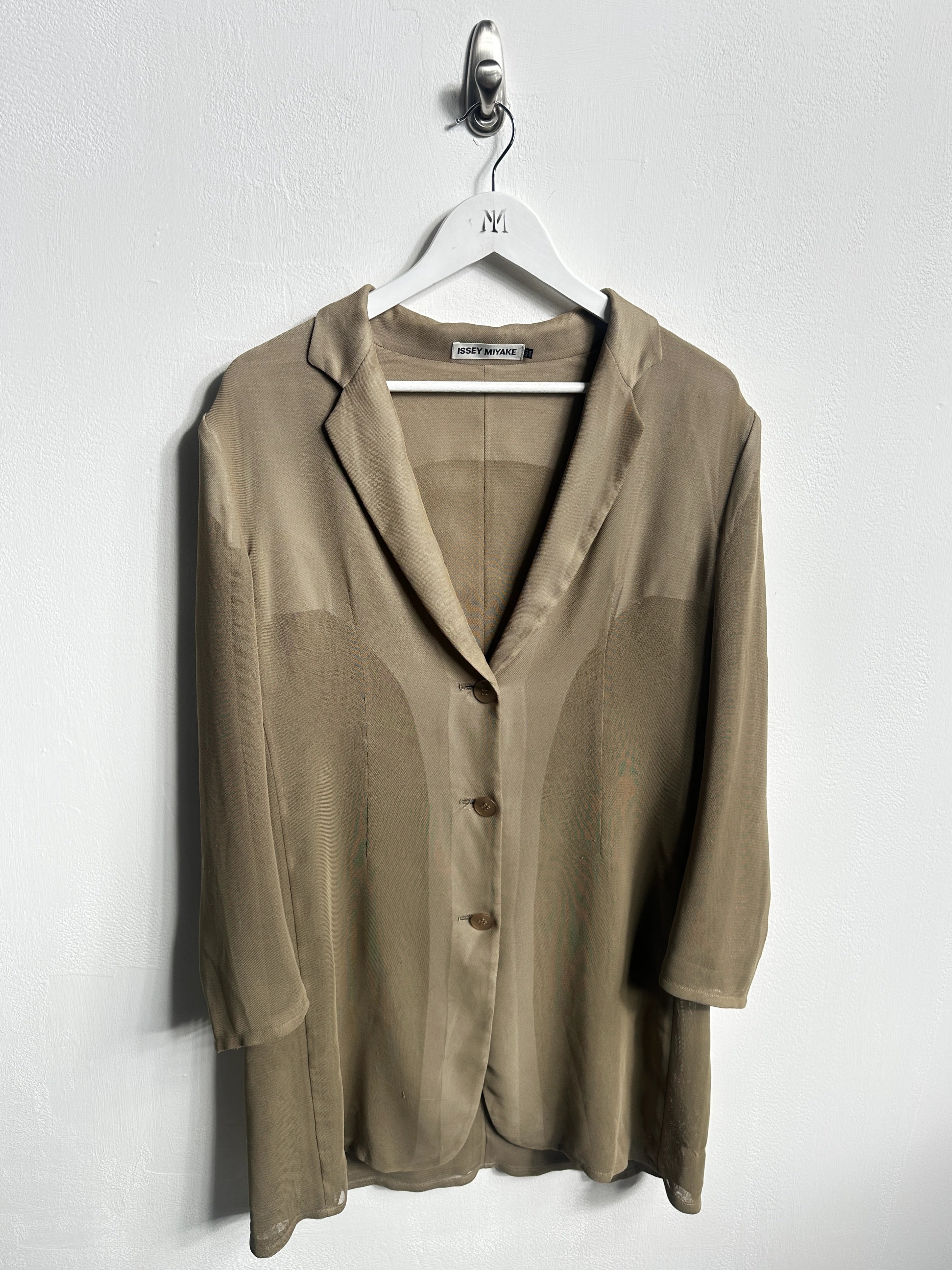 ISSEY MIYAKE - early 2000s DOUBLE LAYER MESH LONG BLAZER