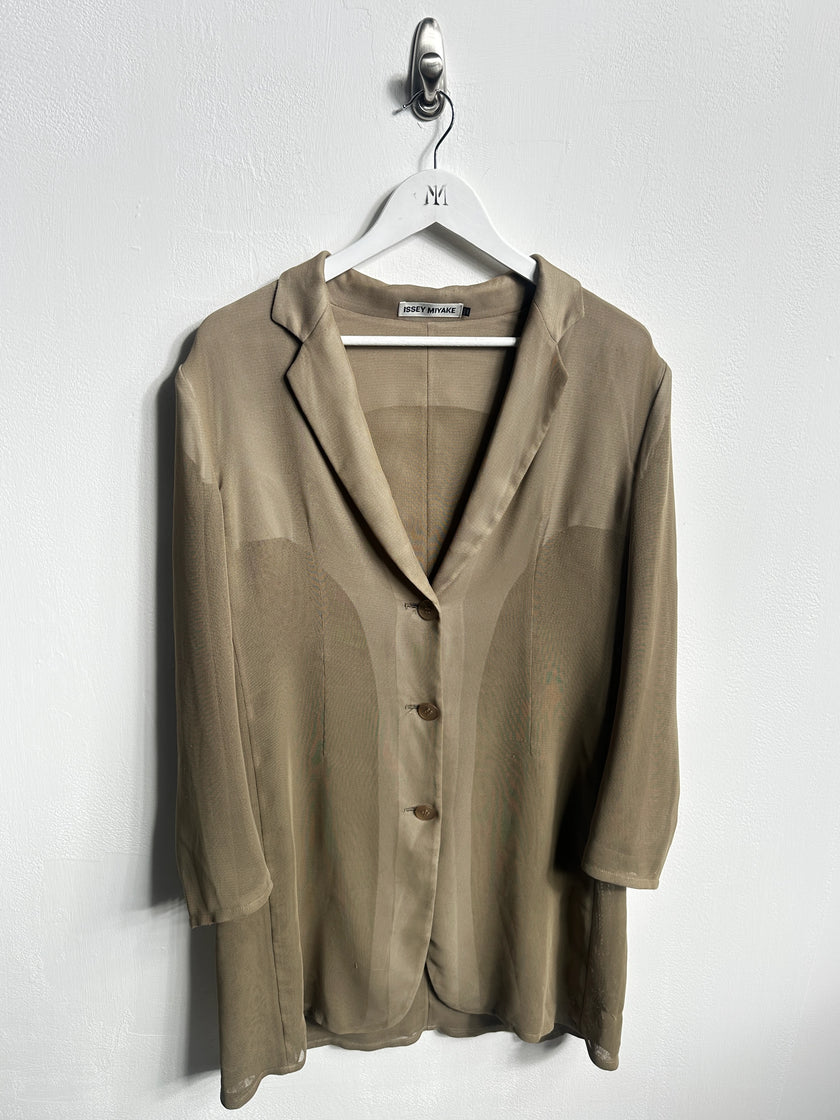 ISSEY MIYAKE - early 2000s DOUBLE LAYER MESH LONG BLAZER