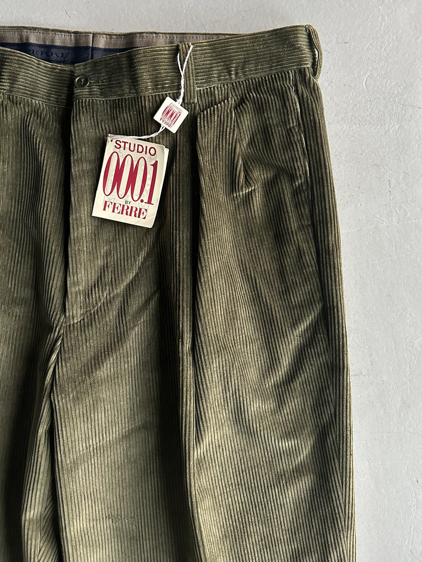 GIANFRANCO FERRÉ - 1990s CORDUROY FRONT PLEATS TROUSERS