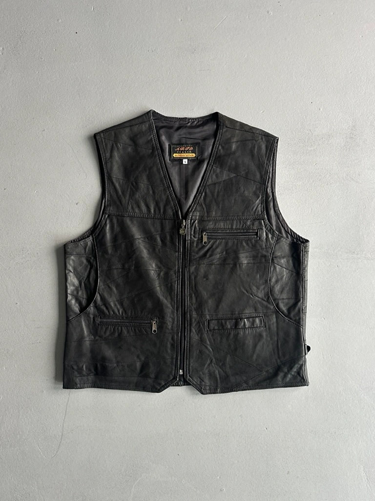 1990s LEATHER ZIPPED VEST