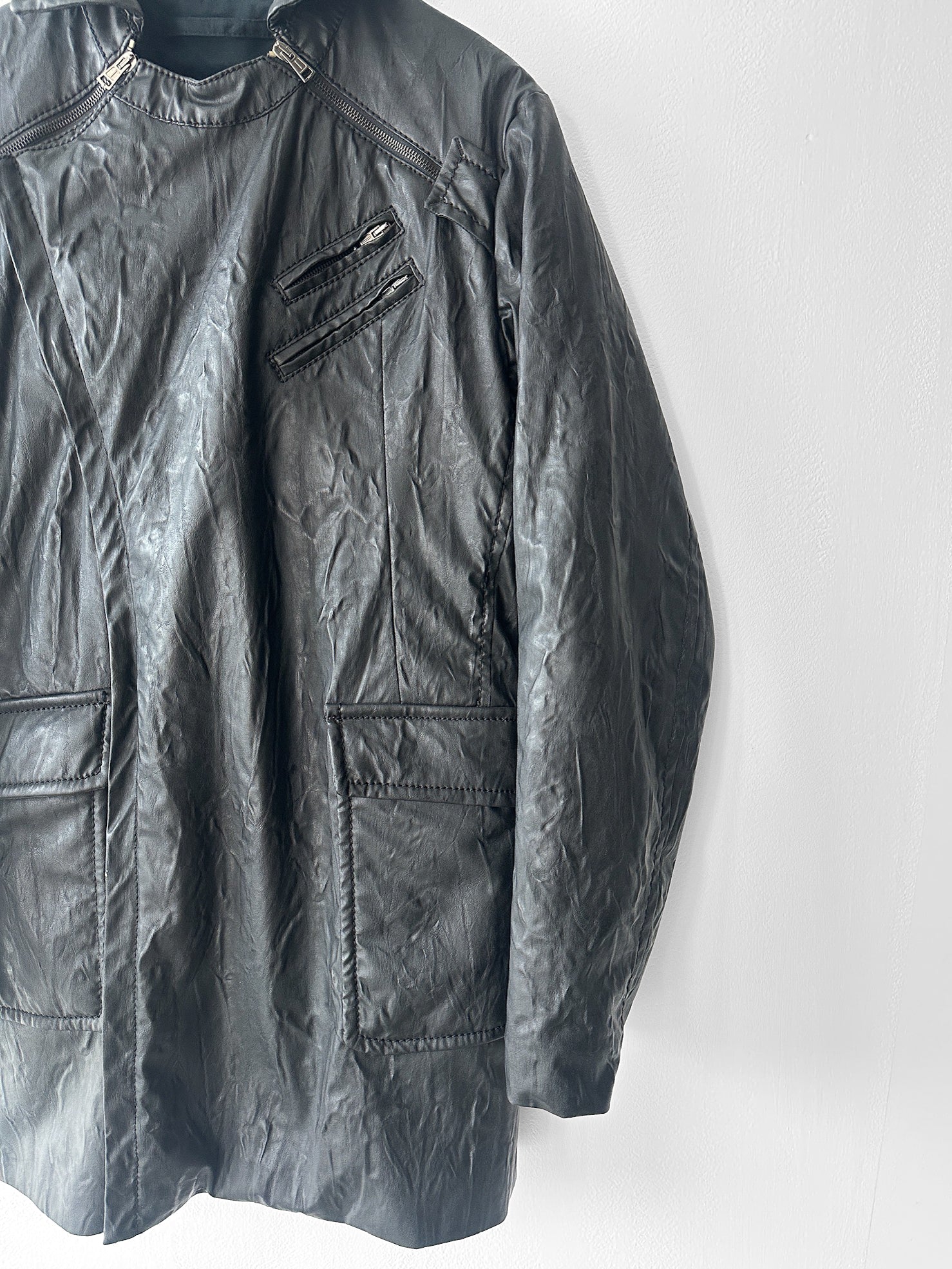 ANDREW MACKENZIE - F/W 2008 WAXED PVC LONG JACKET WITH ZIP DETAILS