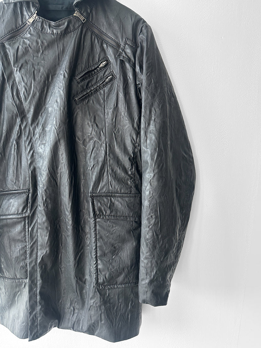 ANDREW MACKENZIE - F/W 2008 WAXED PVC LONG JACKET WITH ZIP DETAILS