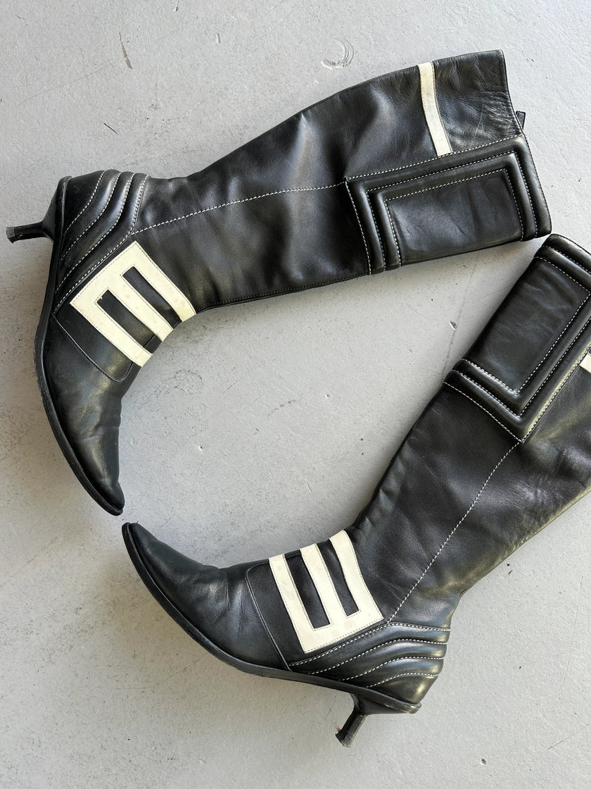 ETRO - F/W 2001 POINTED TOE KITTEN HEELS BOOTS