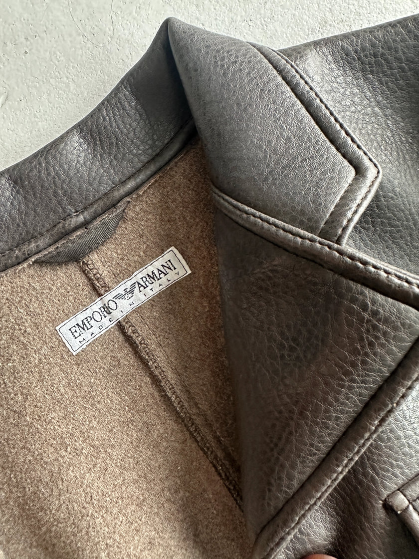 EMPORIO ARMANI - 1980s FAUX LEATHER CROPPED JACKET