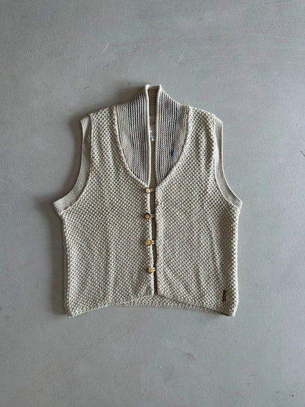 ARMANI JEANS 1990s CHUNKY KNIT BUTTONED GILET