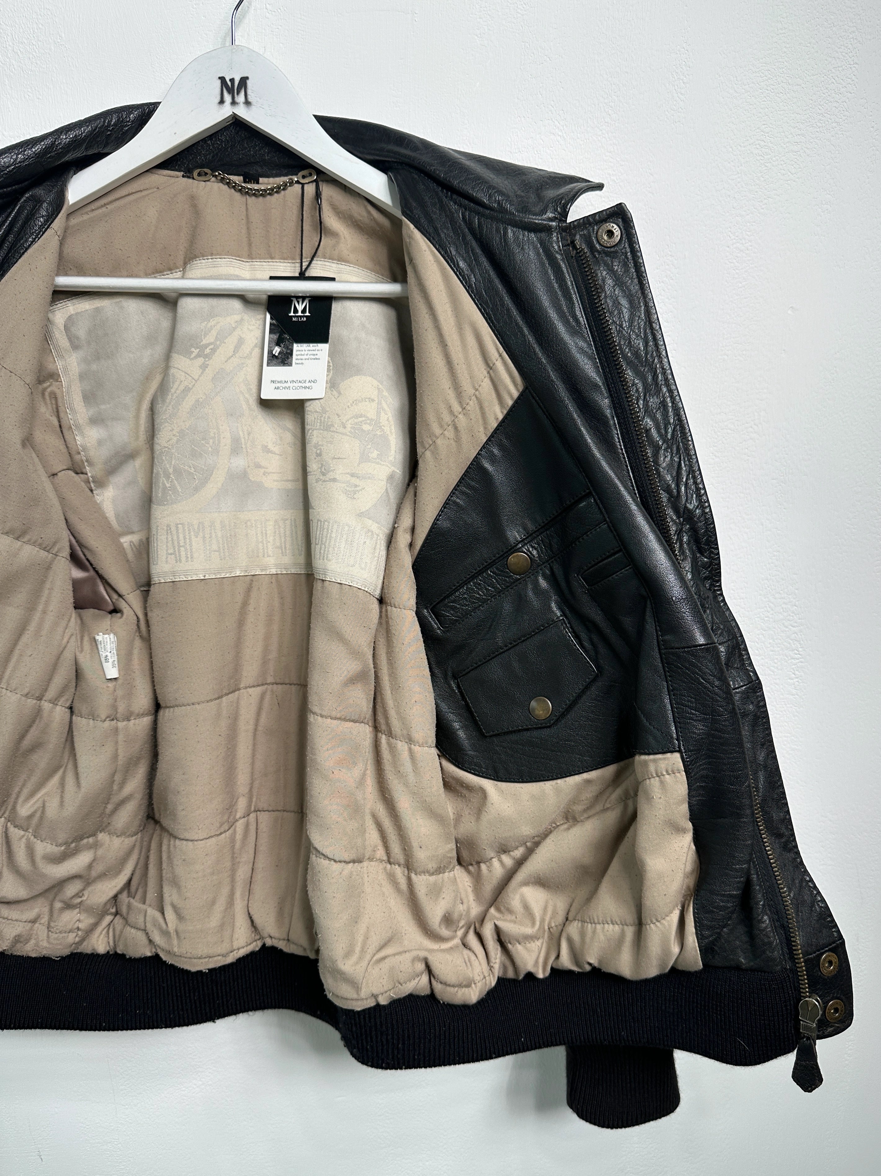 EMPORIO ARMANI - 1980s LEATHER BOMBER JACKET