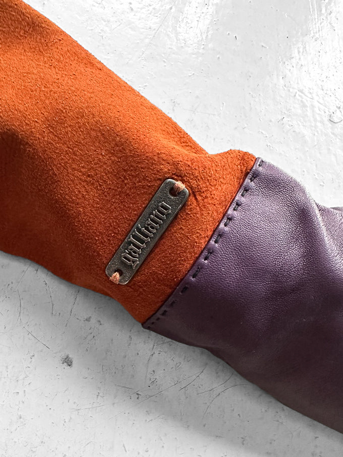 GALLIANO by JOHN GALLIANO - circa 2008 TWO TONE LEATHER AND SUEDE GLOVES