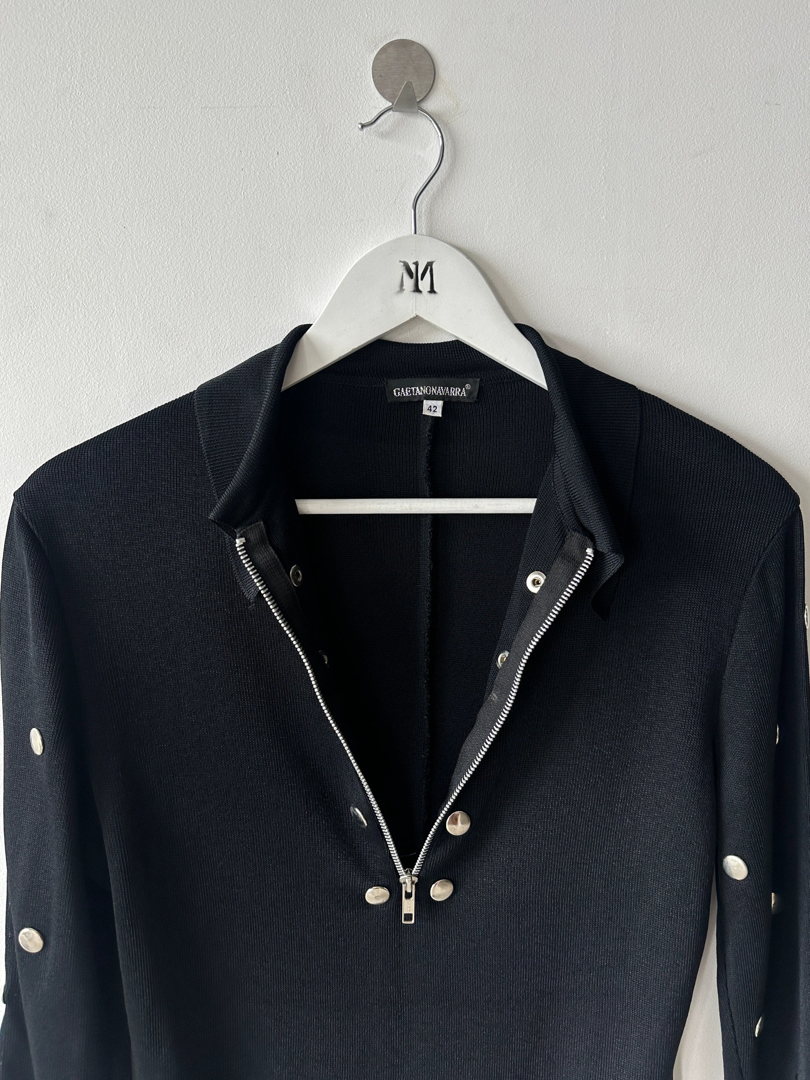 GAETANO NAVARRA - late 1990s KNITTED POLO WITH STUD DETAILS