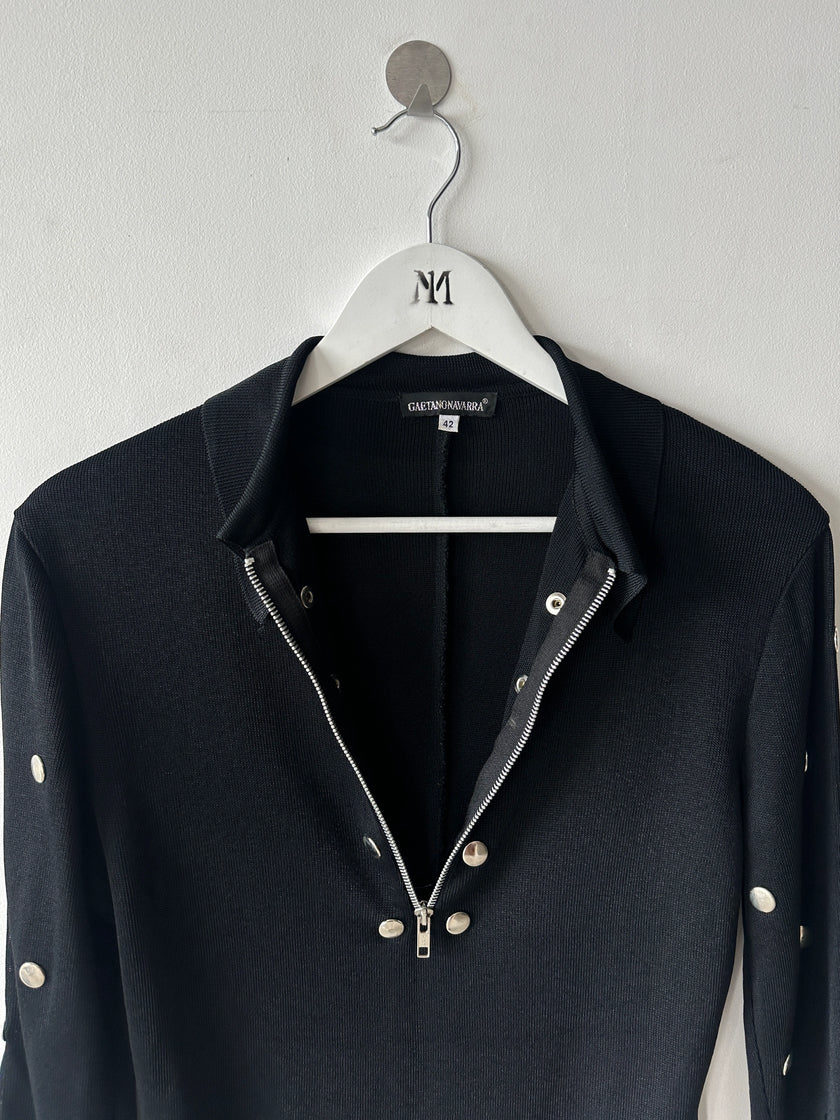 GAETANO NAVARRA - late 1990s KNITTED POLO WITH STUD DETAILS