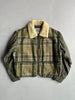 GIANFRANCO FERRÉ - 1980s FUR COLLAR PLAID JACKET WITH CONTRASTING NYLON SLEEVE