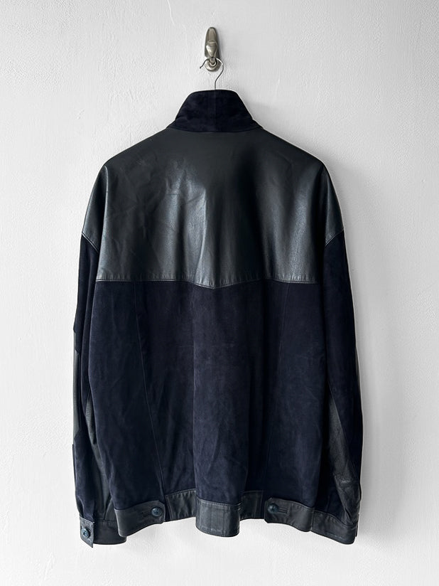 FRENCH LABEL 1980s PANELLED LEATHER AND SUEDE JACKET