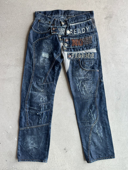 2000s MULTI CLOSURE LAYERED FRONT JEANS