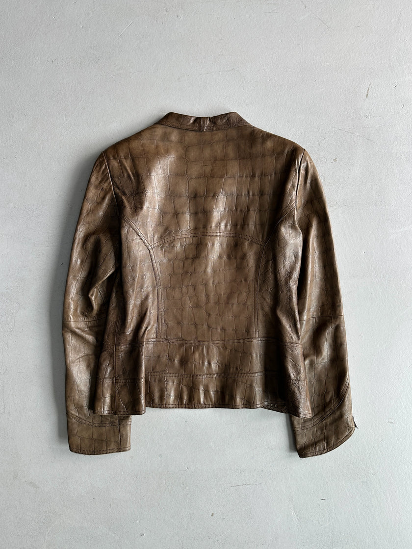 EMPORIO ARMANI - F/W 2008 TWO WAY ZIP LEATHER JACKET