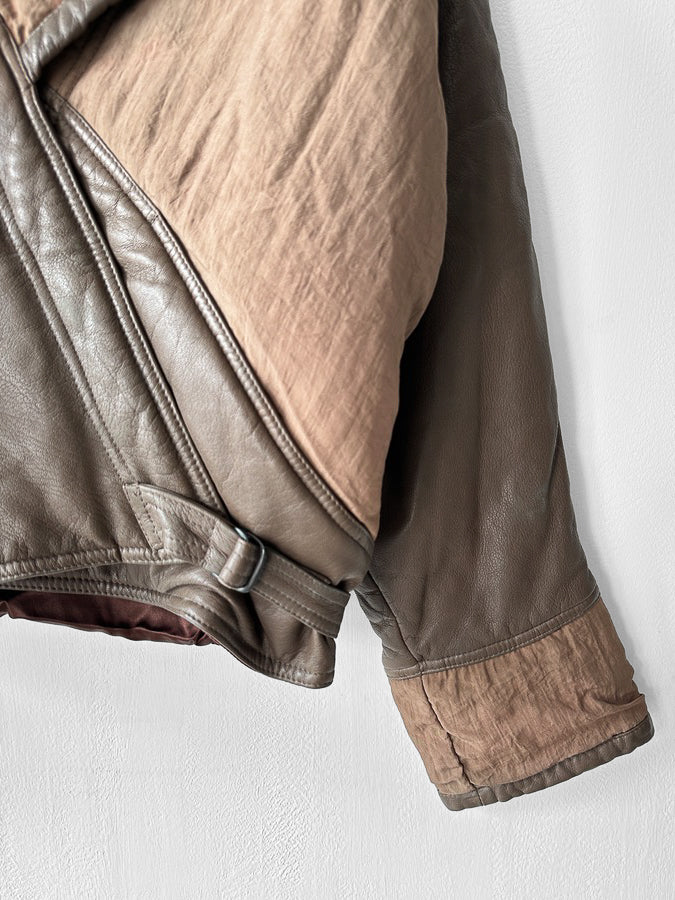 LA MATTA - 1980s PANELED CROP FIT JACKET WITH SHEARLING COLLAR
