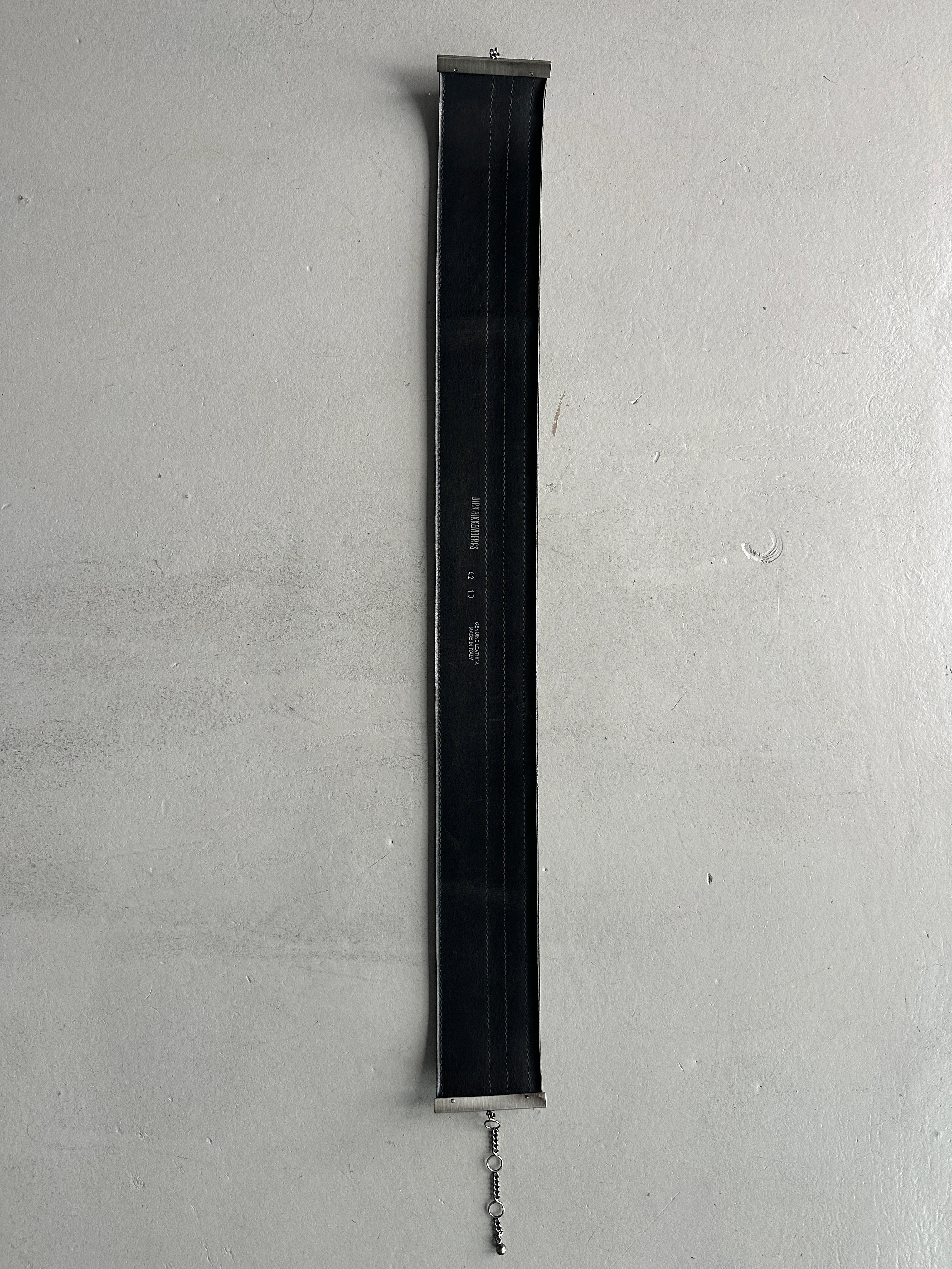 DIRK BIKKEMBERGS - S/S 1998 WIDE LEATHER BELT WITH METAL CHARM DETAIL