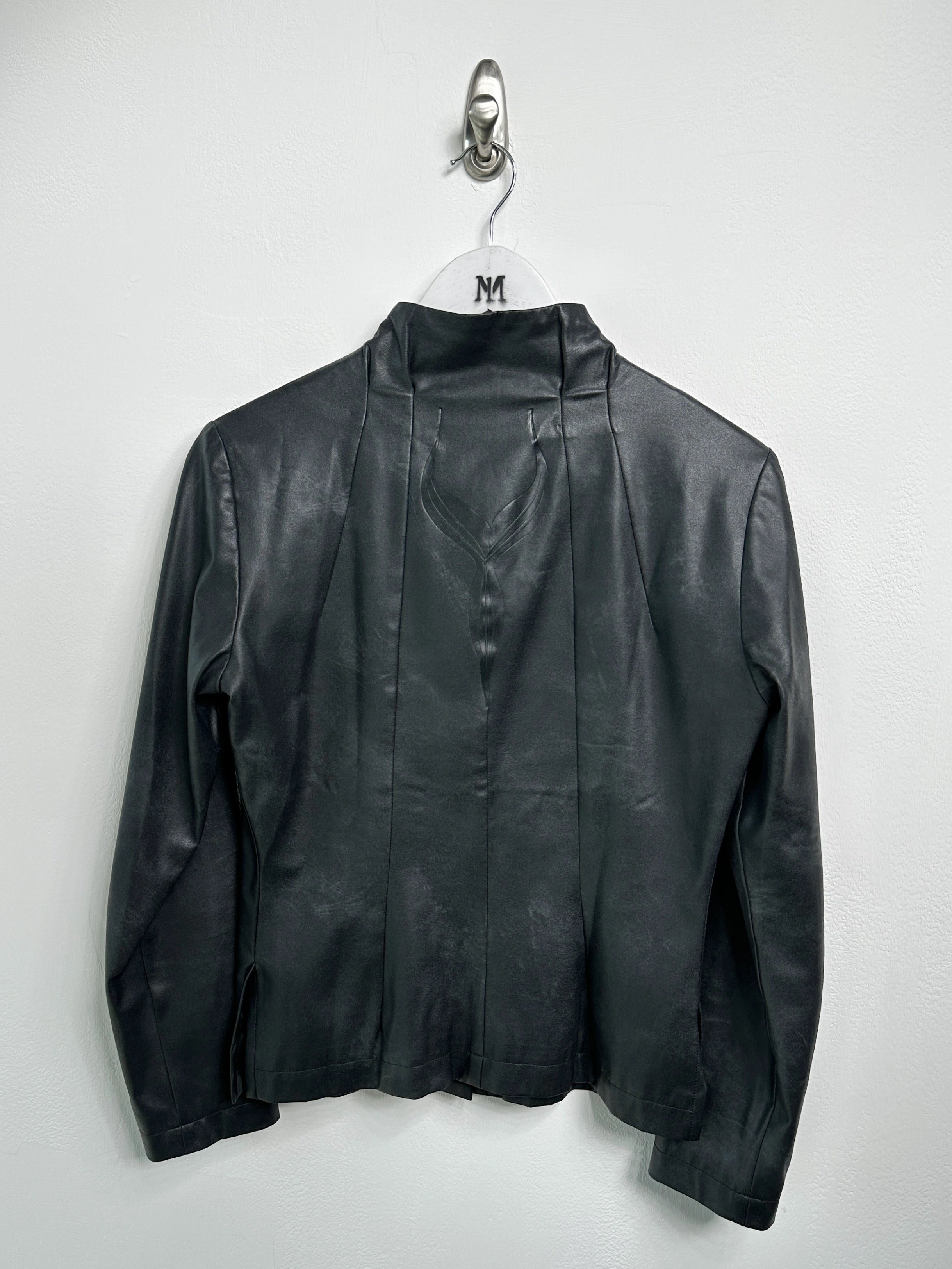 ISSEY MIYAKE - S/S 2006 FAUX LEATHER JACKET WITH SCULPTURAL NECK