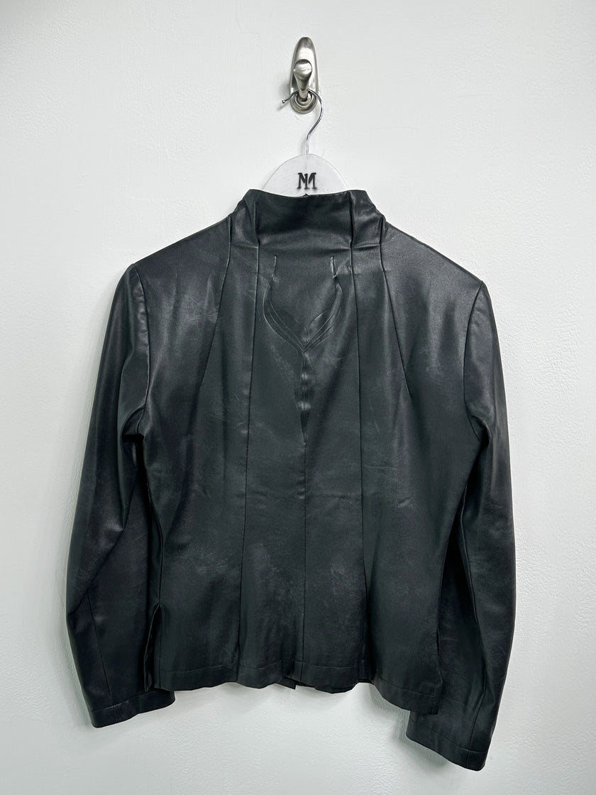 ISSEY MIYAKE - S/S 2006 FAUX LEATHER JACKET WITH SCULPTURAL NECK