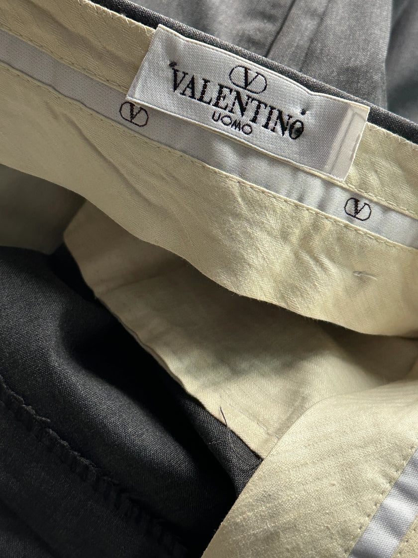 VALENTINO - 1990s TURN UP HEM FRONT PLEATS TAILORED TROUSERS