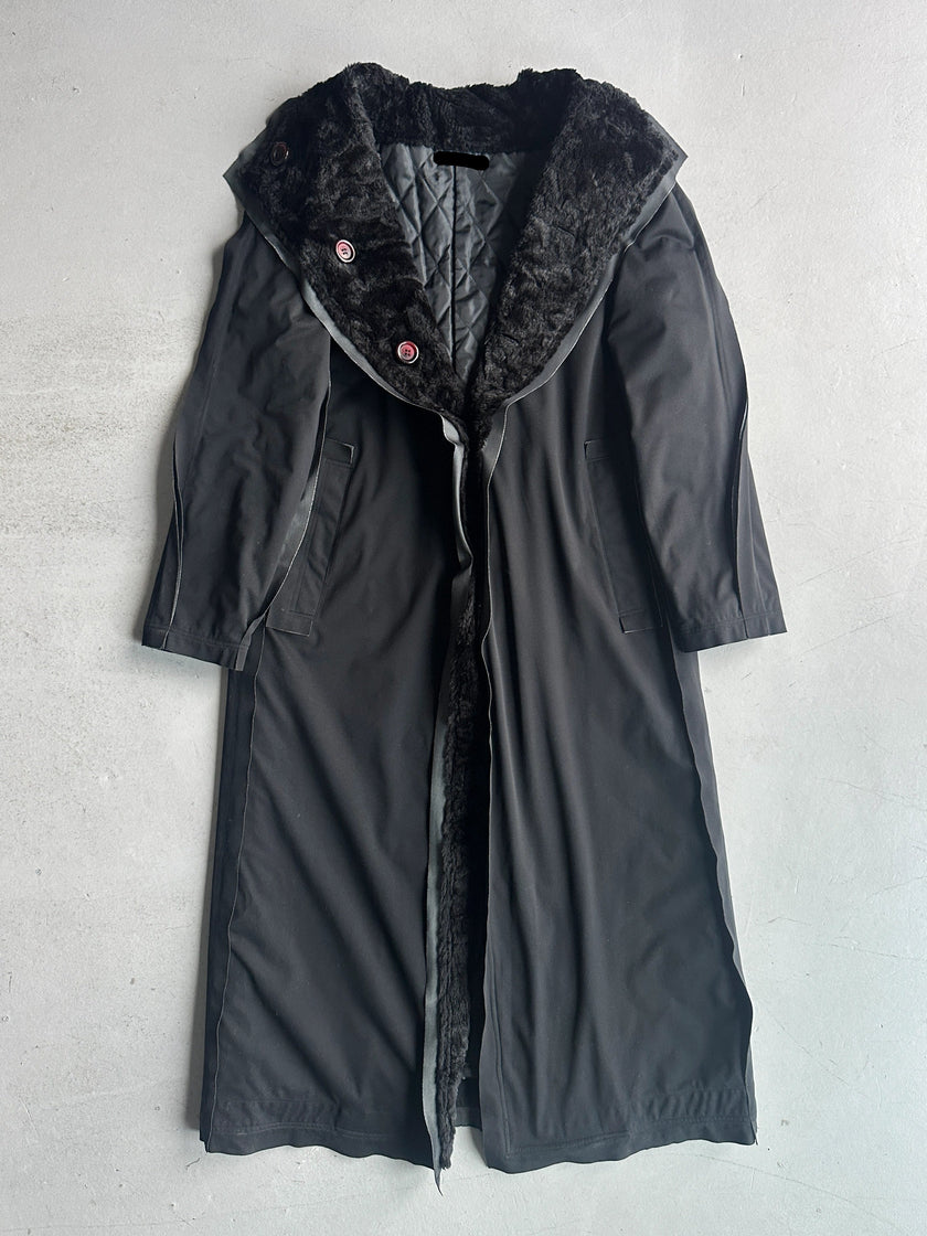ARRSTON VOLAJU BY KOHSHIN SATOH - 1990s LONG TECHNICAL JACKET WITH FAUX FUR TRIM